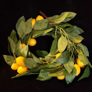 Lemon and Green Leaf Holiday Wreath